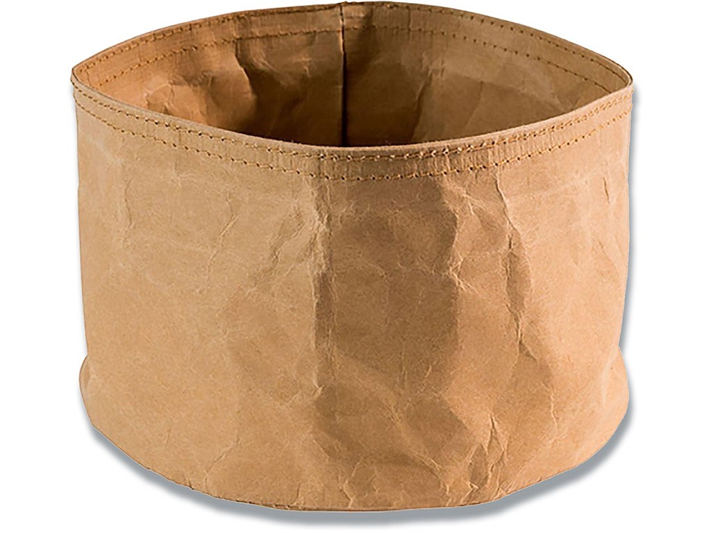 Brødkurv, Kraftig papirspose, Læderlook, Foldbar, Brun, Ø17x11cm