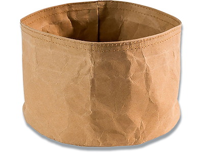 Brødkurv, Kraftig papirspose, Læderlook, Foldbar, Brun, Ø17x11cm
