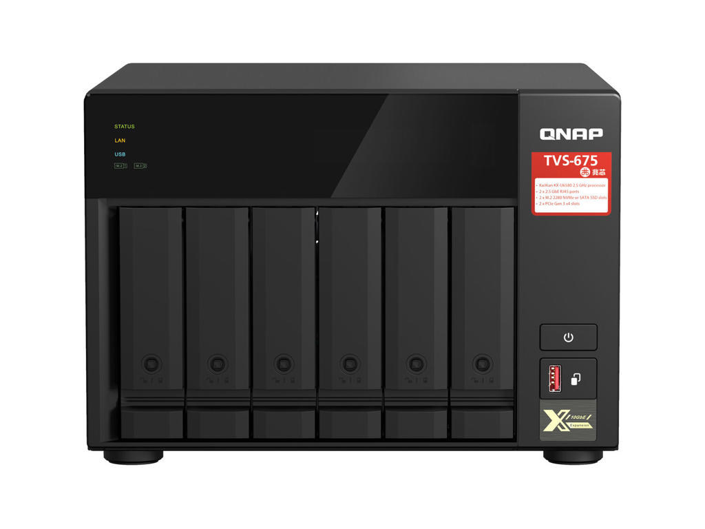 QNAP TVS-675 NAS Tower ZhaoXin KaiXian KX-6000 KX-U6580 8 GB DDR4 0 TB QuTS hero Sort