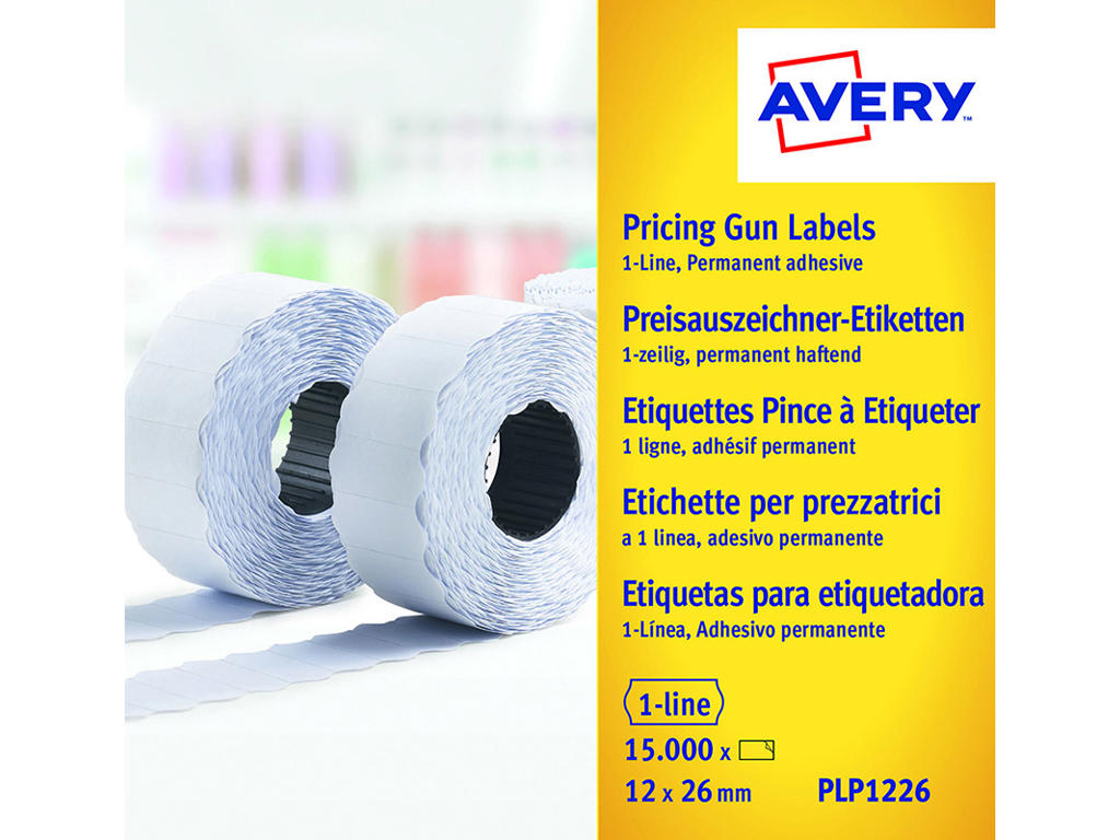 Prisetiketter, 26x12 mm, Hvid, 1500 etiketter pr rulle, Avery 