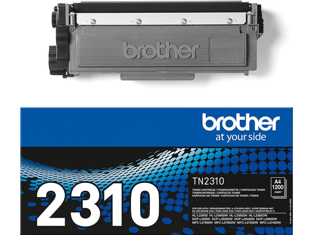 Toner, TN2310, Black-sort, 1.200 sider, Brother 