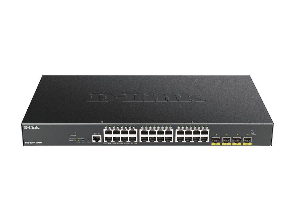 D-Link DGS-1250-28XMP Administreret L3 Gigabit Ethernet (10/100/1000) Strøm over Ethernet (PoE) Sort