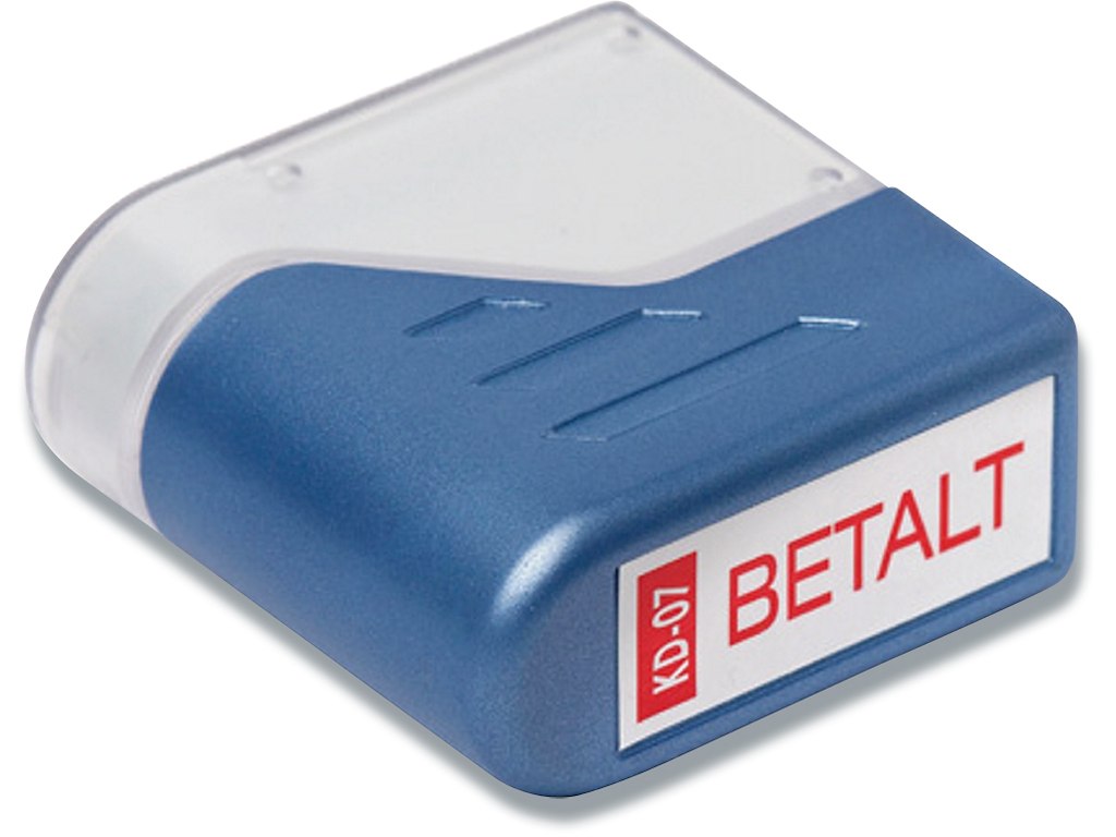 Stempel, ''Betalt'', Rød, Fast farvepude, Deskmate 