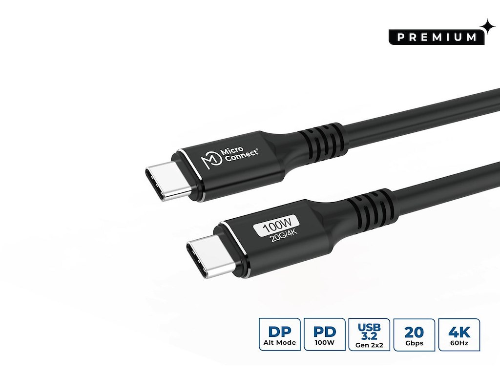 Microconnect USB3.2CC015 USB-kabel USB 3.2 Gen 2x2 0,15 m USB C Sort