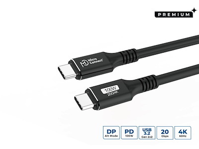 Microconnect USB3.2CC015 USB-kabel USB 3.2 Gen 2x2 0,15 m USB C Sort