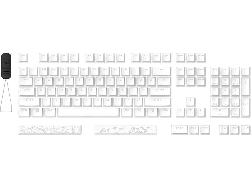 HyperX Pudding Keycaps 2 – Tastesæt i fuld størrelse – PBT – hvidt (amerikansk layout)