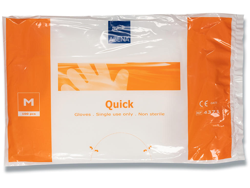 Engangshandsker, Polyethylen, Medium, 100 handsker, Abena Quick 