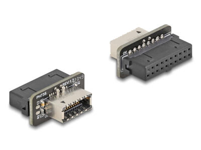 DeLOCK 67238 kabel kønsskifter 20-pin USB USB Type-E Sort, Rustfrit stål