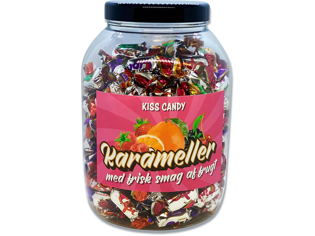 Karameller, Blandet frugt, 1200g, Kiss Candy