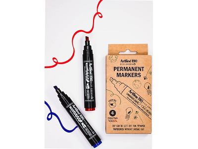 Marker, Skrå spids, 2-5 mm, Blå Rød. 4 stk, Artline ECO-GREEN 190