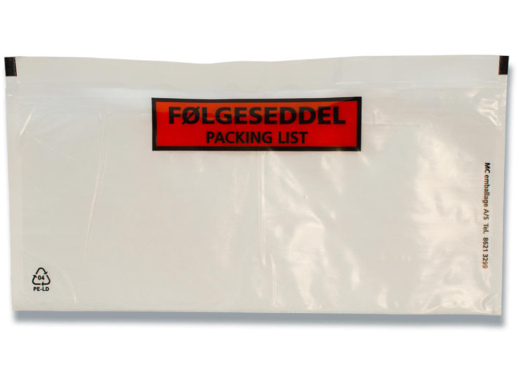 Følgeseddellommer, ''Følgeseddel''/''Packing List'', M65, 1000 lommer, 