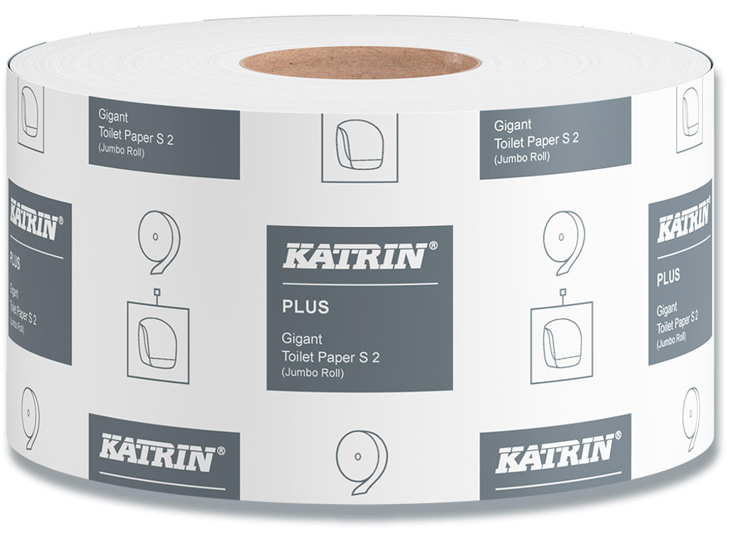 Toiletpapir, Udvendig oprulning, 2 lag, 12 ruller, Katrin Plus Gigant S