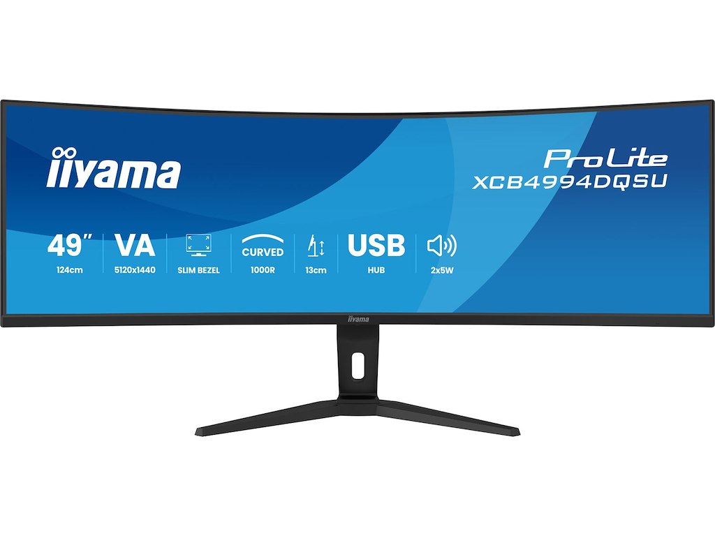 iiyama ProLite XCB4994DQSU-B1 computerskærm 124,5 cm (49") 5120 x 1440 pixel Dual QHD LCD Sort