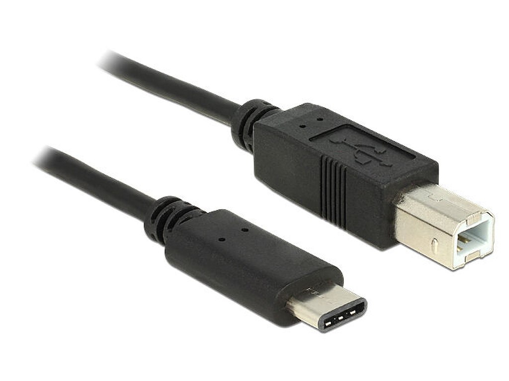 DeLOCK 0.5m, USB2.0-C/USB2.0-B USB-kabel 0,5 m USB B USB C 0,48 Gbit/sek. Sort