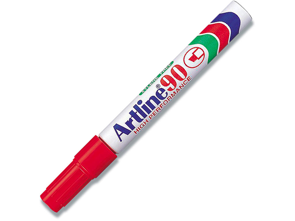 Marker, Skrå spids, 2-5 mm, Rød, Artline EK-90