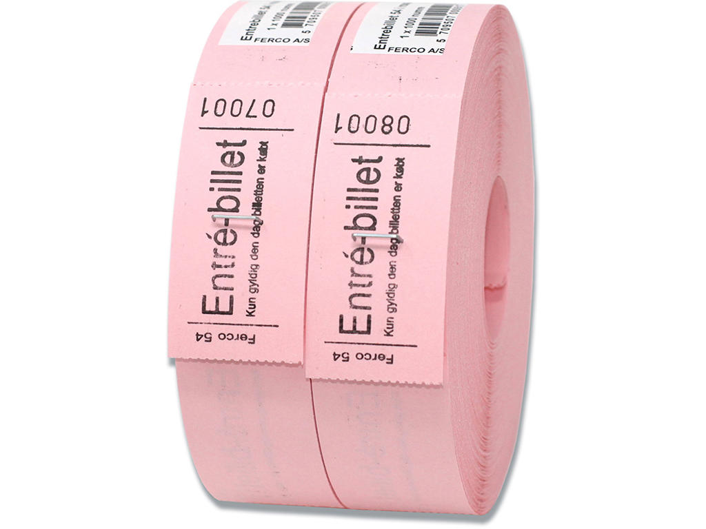 Entrebillet nr. 54 Rosa 1000stk/rl.