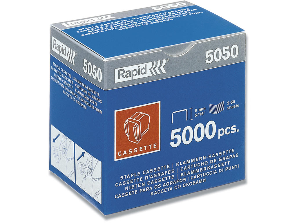 Hæfteklammekassette, 50 ark, 5000 klammer, Rapid 5050e, Rapid R5050e