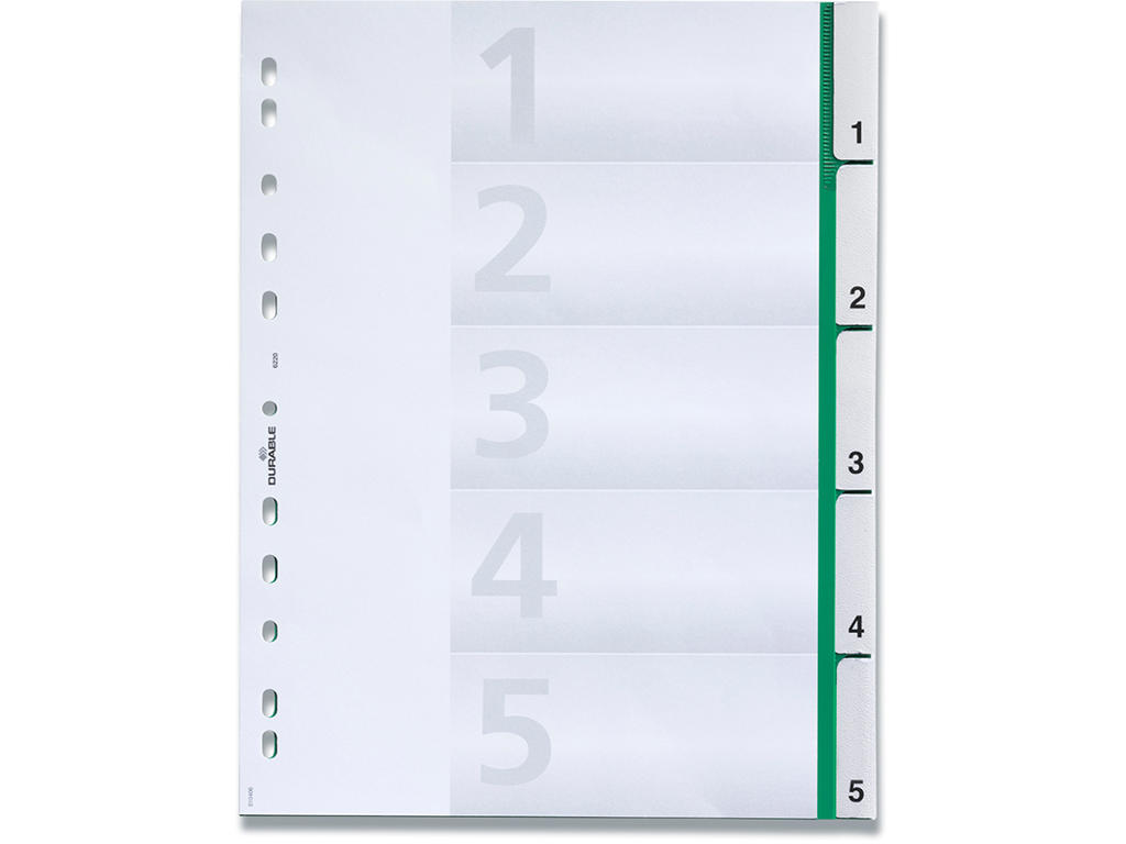 Registerblade, A4, 1-5, Grøn, Durable 