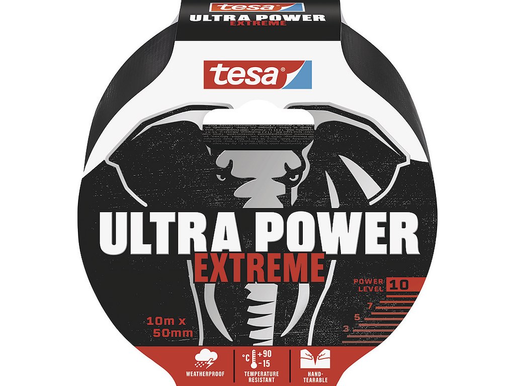 Tape - reparation, 50mm x 10m, Sort, 1 rulle, Tesa Ultra Power Extreme 56622