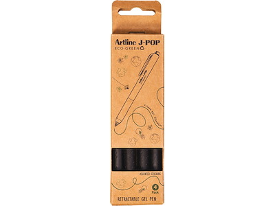 Rollerball gelpen, 0.7 mm, Sort, 4 stk, Artline ECO-GREEN J-POP