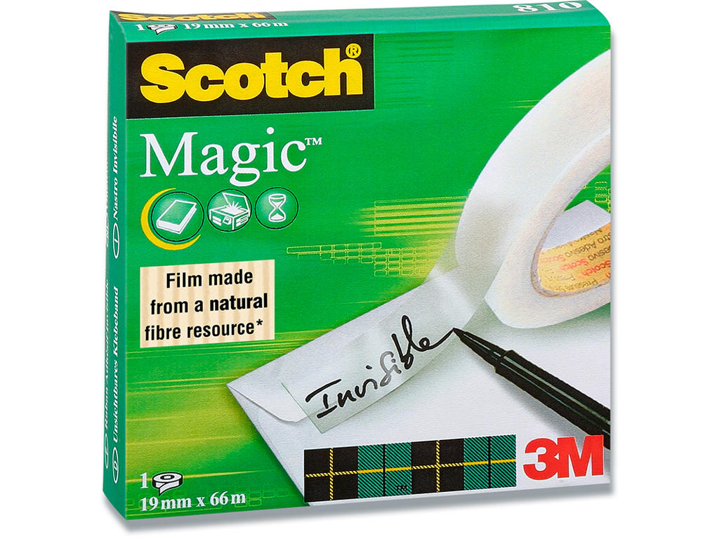 Tape, Usynlig, 19mm x 66m, 1 rulle, Scotch Magic 810