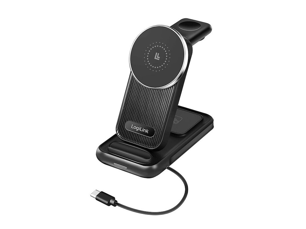 LogiLink PA0292 oplader til mobil enhed Headset, Smartphone, SmartWatch Sort DC Trådløs opladning Hurtig opladning Indendørs