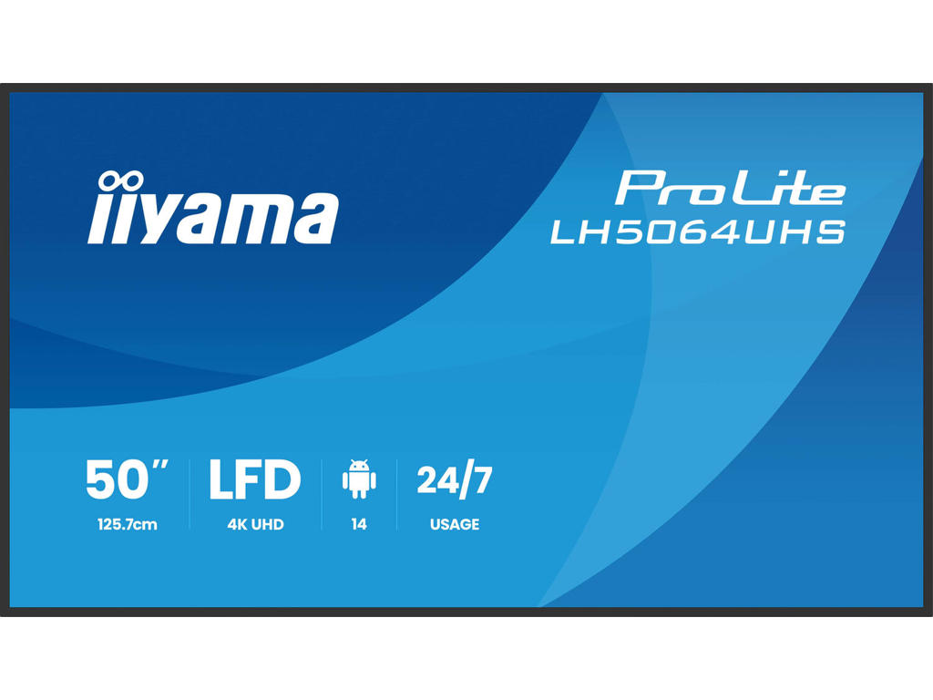 iiyama LH5064UHS-B1AG skilte display Digital fladpaneldisplay 127 cm (50") Wi-Fi 500 cd/m² 4K Ultra HD Sort Indbygget processer Android 24/7
