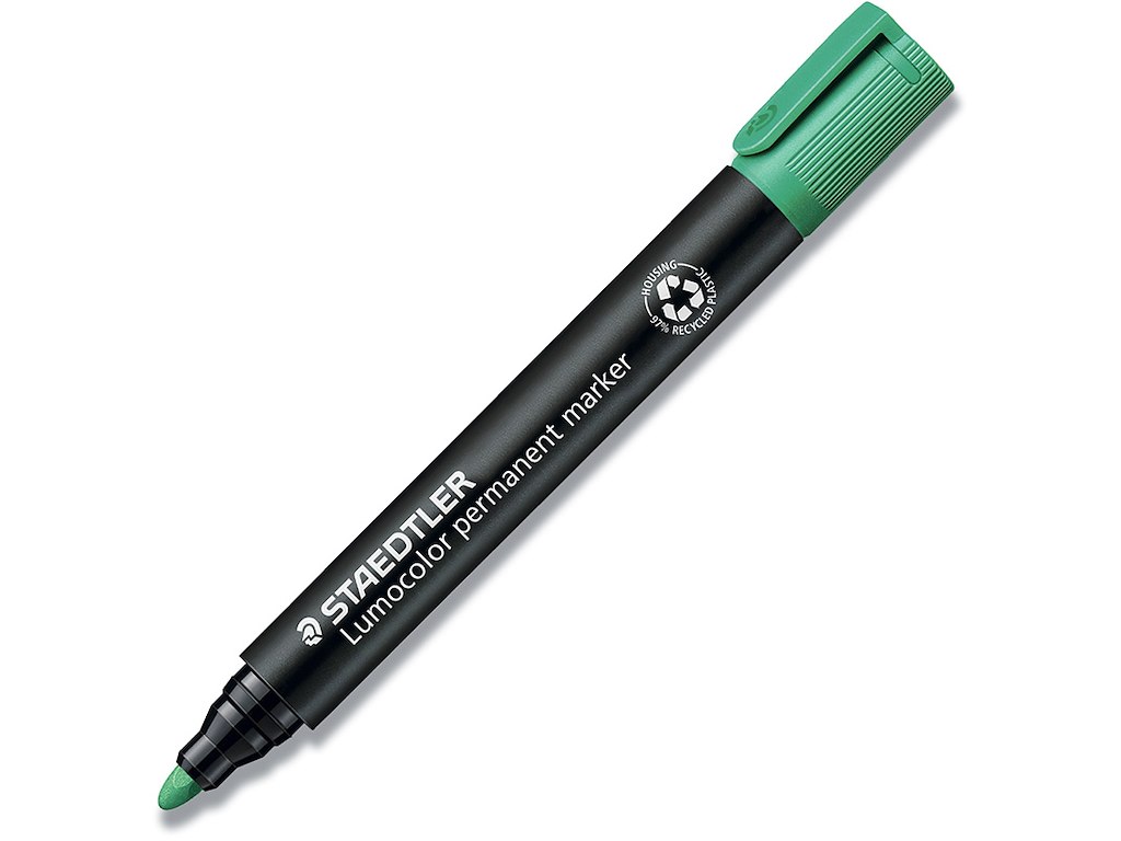Marker, Rund spids, 2 mm, Grøn, Staedtler Lumocolor 352
