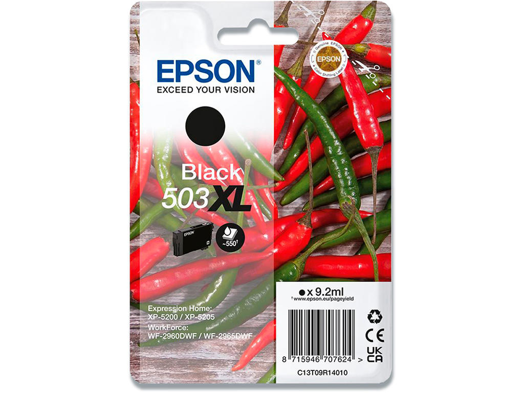 Blækpatron, 1 stk, 550 sider, Black-sort, Epson 503XL