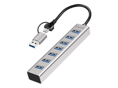 LogiLink UA0441 interface hub USB 3.2 Gen 1 (3.1 Gen 1) Type-A + Type-C 5000 Mbit/s Grå