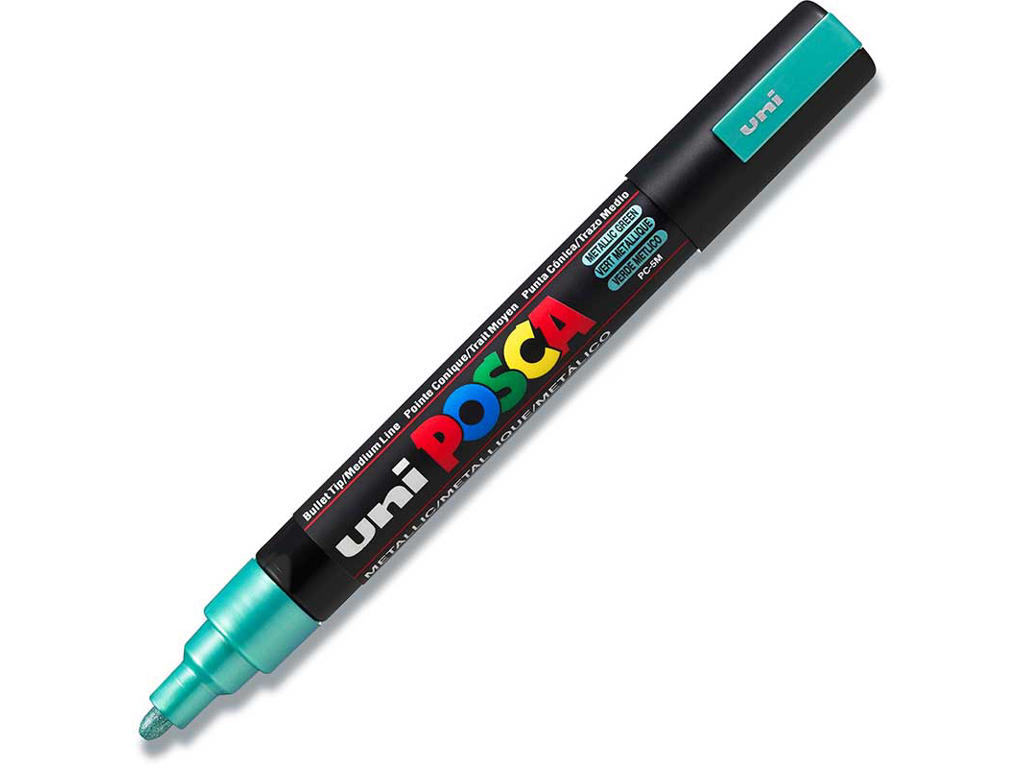 Paint marker, 1.8-2.5 mm, Metallic grøn, Rund spids, uni Posca PC-5M