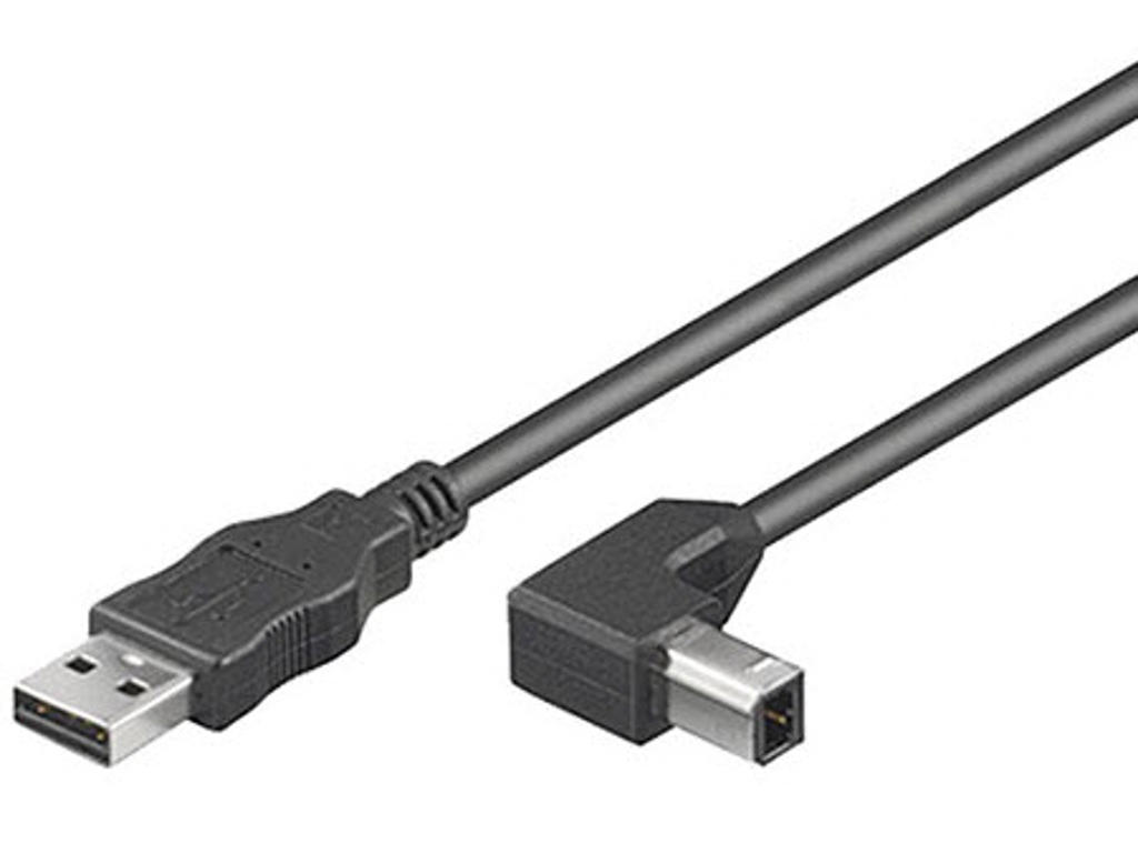 Microconnect USBAB1ANGLED USB-kabel USB 2.0 1 m USB A USB B Sort