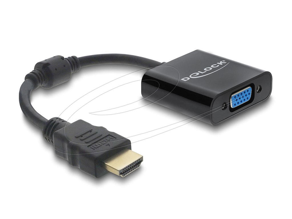 DeLOCK 61077 videokabel adapter 0,15 m HDMI Type A (Standard) VGA (D-Sub) Sort