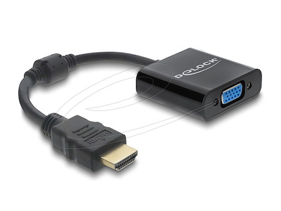 DeLOCK 61077 videokabel adapter 0,15 m HDMI Type A (Standard) VGA (D-Sub) Sort