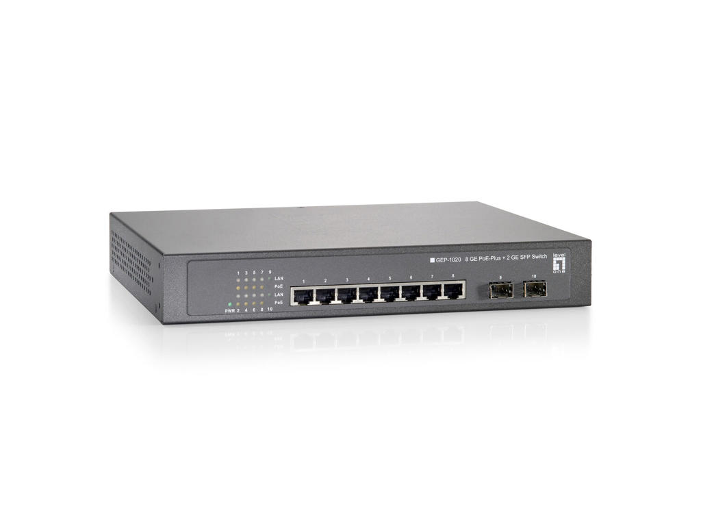 LevelOne GEP-1020 netværksswitch Gigabit Ethernet (10/100/1000) Strøm over Ethernet (PoE) Grå