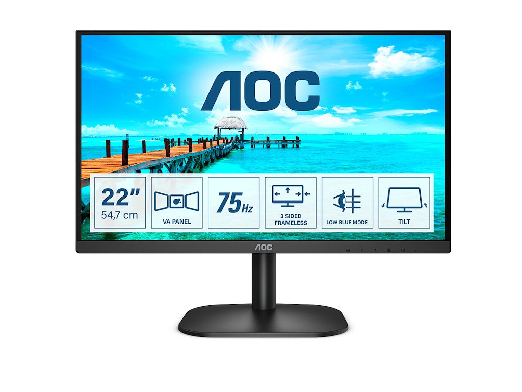 AOC B2 22B2H computerskærm 54,6 cm (21.5") 1920 x 1080 pixel Fuld HD LED Sort