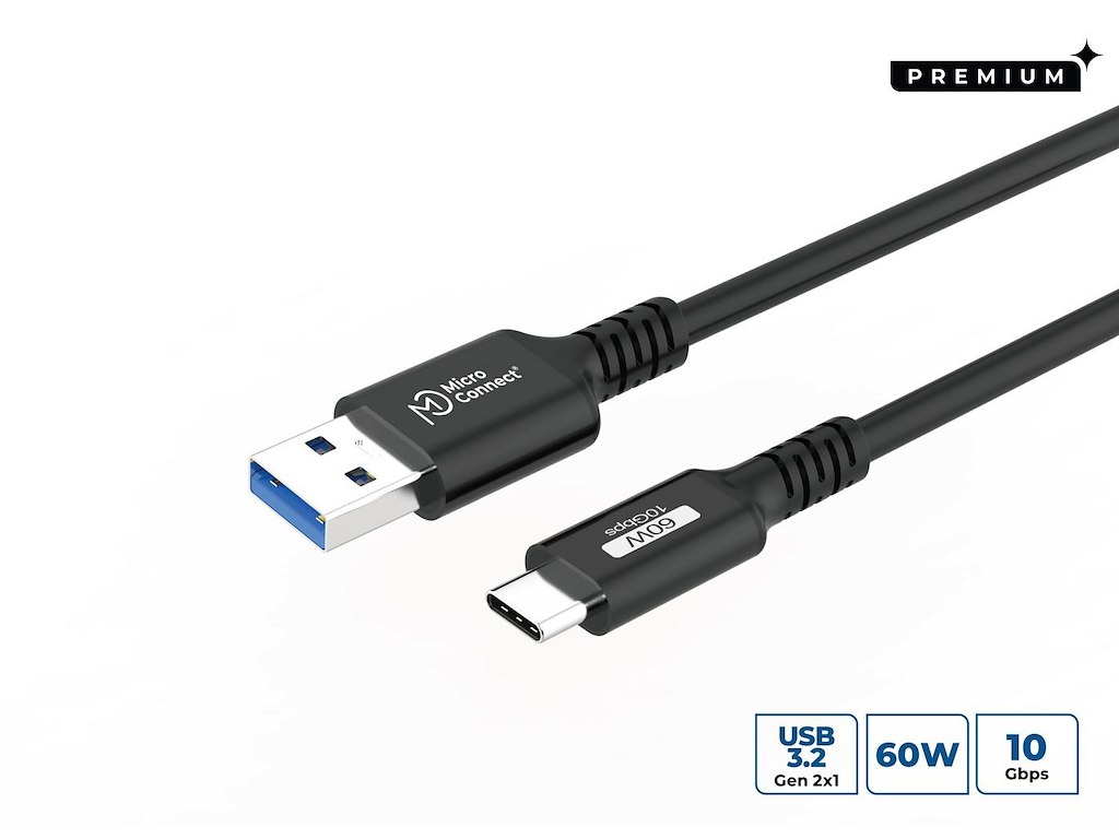Microconnect USB3.2AC015 USB-kabel USB 3.2 Gen 2 (3.1 Gen 2) 0,15 m USB C USB A Sort