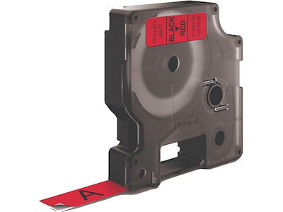Labeltape, 12mm x 7m, Sort på Rød, 1 rulle, Dymo D1 45017
