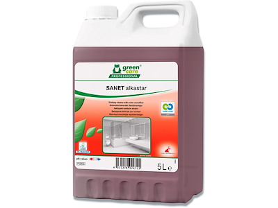 Sanitetsrengøring, Til vandfaste overflader, 5 liter, Green Care Sanet Alkastar