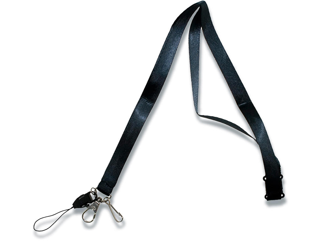 Halsrem, Til kort: 2 forskellige karabinhager og strop til, Sort, 10 stk, BNT Office 