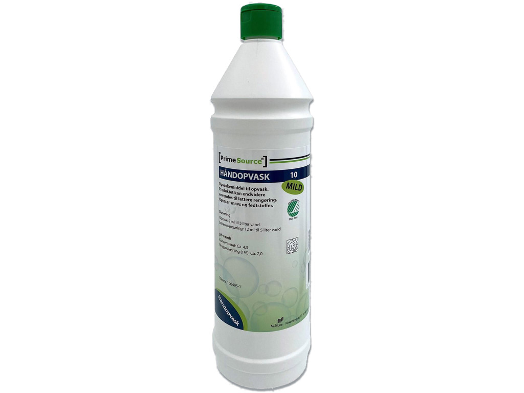 Opvaskemiddel, Håndopvask, Uden farve,  Uden parfume, 1 liter, Prime Source Mild 10