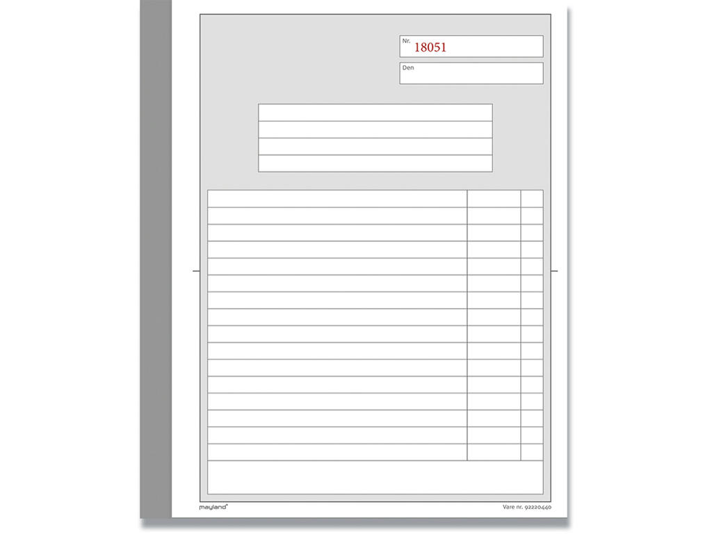 Duplikatbog, Med talkolonne, 16 linjer, 2x50 blade, Mayland 