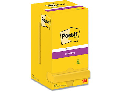 Memonotes, 76x76mm, Gul, 12 blokke, Post-it Super Sticky