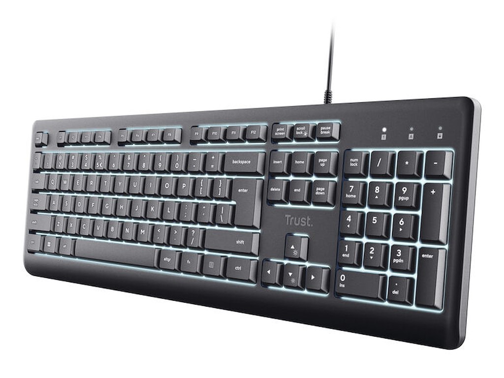 Trust Primo Beleuchtete tastatur Hjemme/kontor USB QWERTZ Tysk Sort
