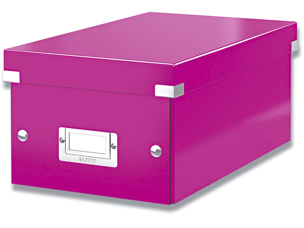 DVD opbevaring, Kasse med låg, 20 standard eller 40 smalle med cover, Metallic pink, Leitz Click & Store WOW 