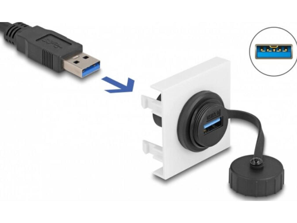 DeLOCK 81410 USB-kabel USB 3.2 Gen 1 (3.1 Gen 1) 0,045 m USB A Sort, Hvid