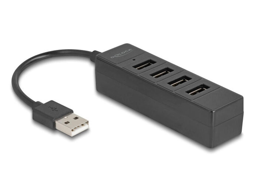 DeLOCK 64334 interface hub USB 2.0 Type-A 480 Mbit/s Sort