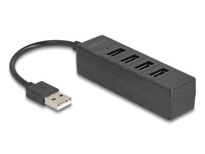 DeLOCK 64334 interface hub USB 2.0 Type-A 480 Mbit/s Sort