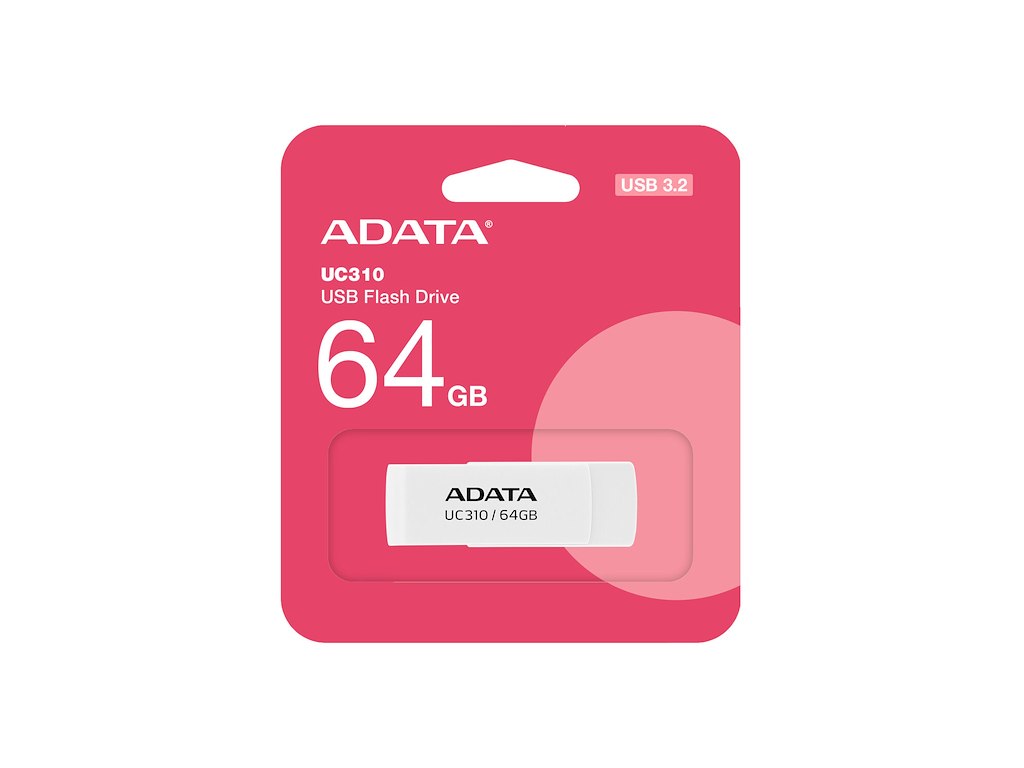 ADATA UC310 USB-nøgle 64 GB USB Type-A 3.2 Gen 1 (3.1 Gen 1) Hvid