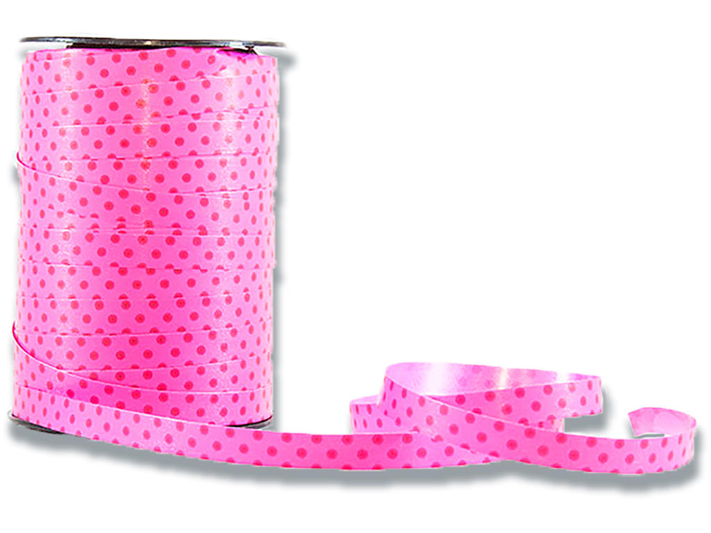 Gavebånd, PP, 10mm x 225m, Pink, Roliba Poly Glat Prik